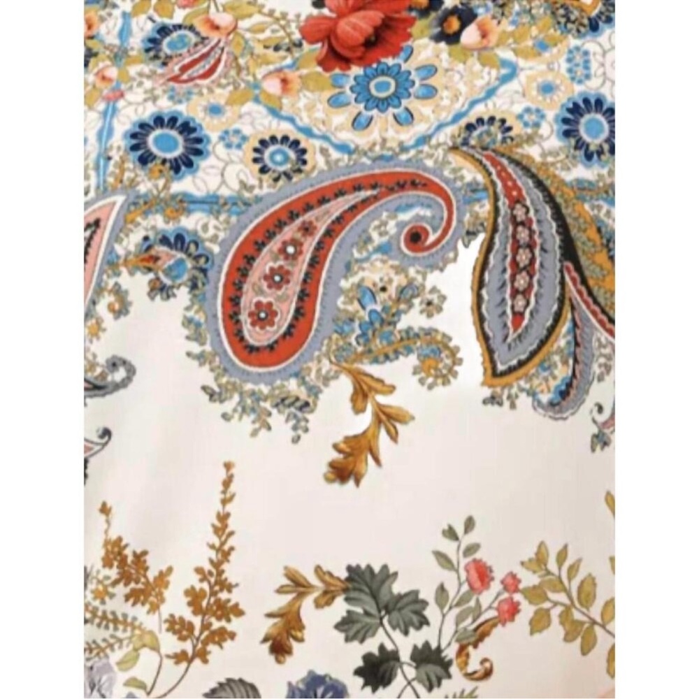 Floral Paisley Short-Sleeve Top in Cream and Multicolor - Picture 3 of 8